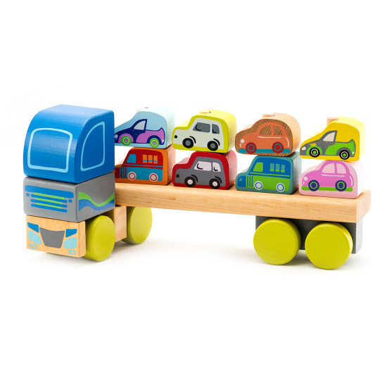 Wooden truck with cars