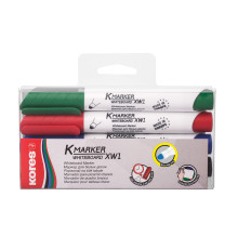 Whiteboardpenna rund spets, Set blandade färger, 4 st