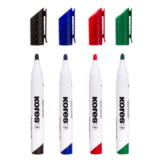 Markers Whiteboard round tip, Set mixed colours, 4 pcs