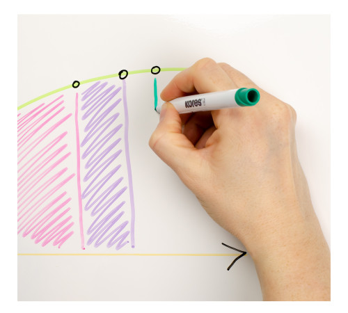 Whiteboardpenna Tunn, fiberspets, Set blandade färger, 6 st