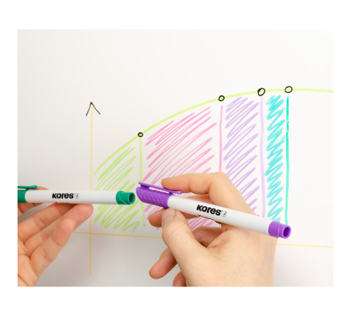 Whiteboardpenna Tunn, fiberspets, Set blandade färger, 6 st