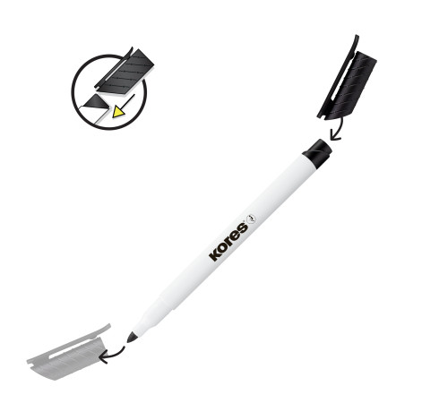 Whiteboardpenna Tunn, fiberspets, Set blandade färger, 6 st