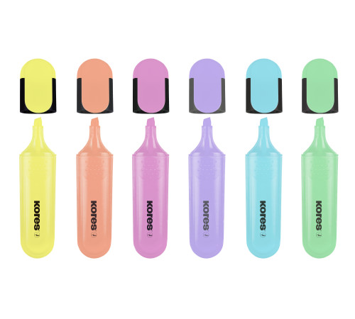 Överstrykningspennor KORES, BRIGHT LINER Plus pastel, Set 6 st