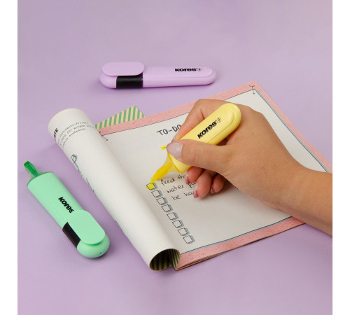 Överstrykningspennor KORES, BRIGHT LINER Plus pastel, Set 6 st