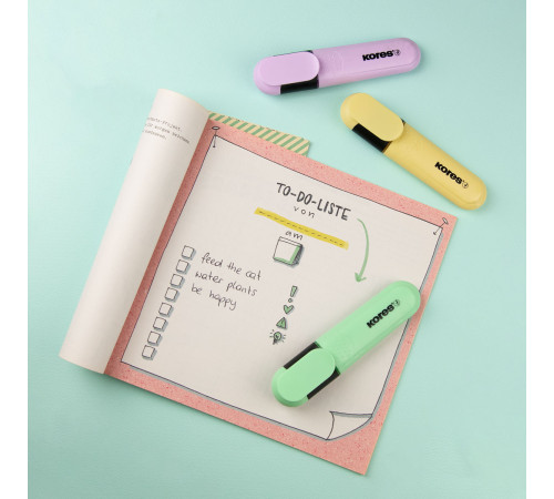 Överstrykningspennor KORES, BRIGHT LINER Plus pastel, Set 6 st