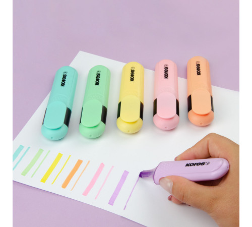 Överstrykningspennor KORES, BRIGHT LINER Plus pastel, Set 6 st