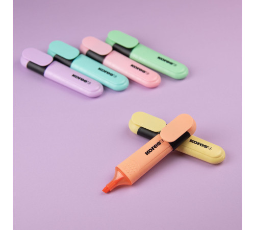 Överstrykningspennor KORES, BRIGHT LINER Plus pastel, Set 6 st