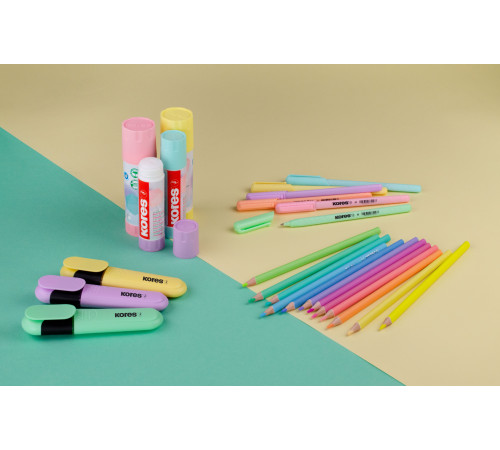 Överstrykningspennor KORES, BRIGHT LINER Plus pastel, Set 6 st