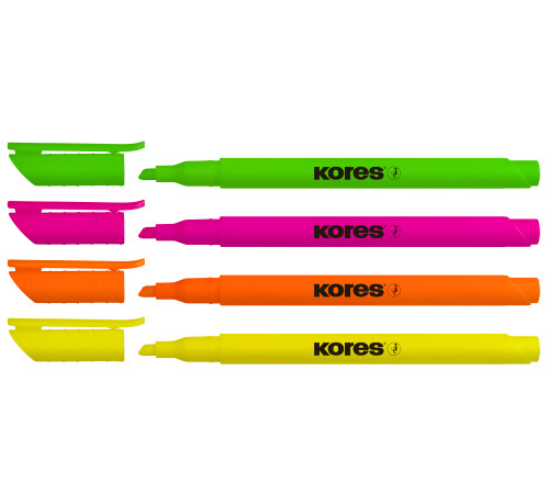 Överstrykningspennor KORES HIGH LINER FINE, pennform, 4 st