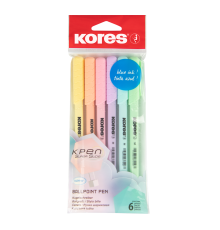 Kulspetspenna KORES, blått bläck 1mm, 6 st