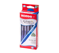Penna kulspets KORES infällbart softgrip, blått bläck 0,7 mm, 12 st