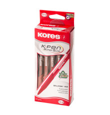 Penna kulspets KORES infällbart softgrip, rött bläck 0,7 mm, 12 st
