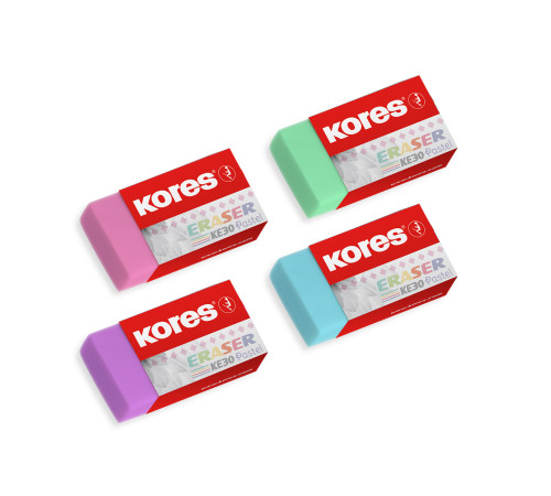 Radergummi KORES Pastellfärgad i blister med 3 st