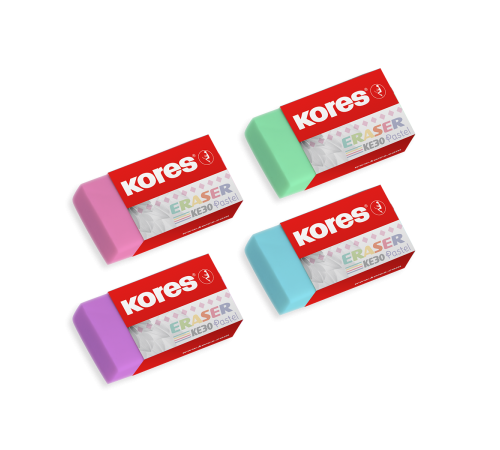 Radergummi KORES Pastellfärgad i blister med 3 st