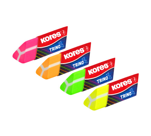 Radergummi KORES TRINO Triangulär, neonfärger blandade