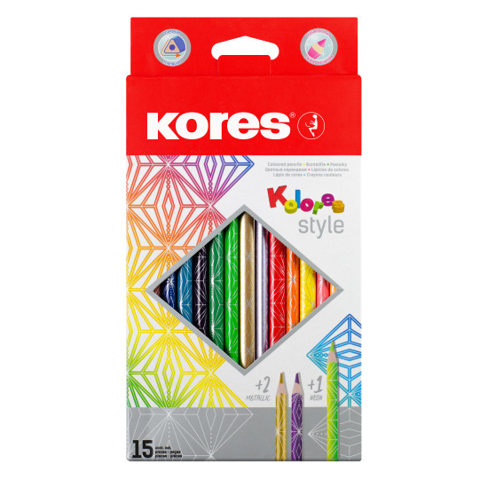 Coloured pencils KOLORES Style, 15  colours