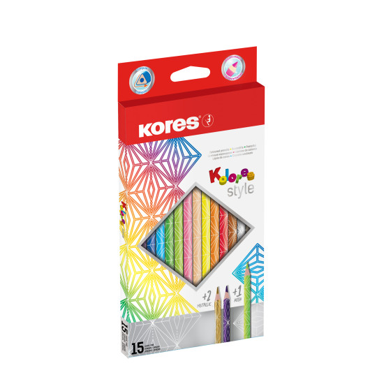 Coloured pencils KOLORES Style, 15  colours