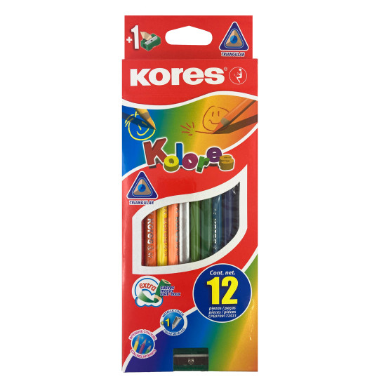 Coloured pencils KOLORES, 12 colours and sharpener