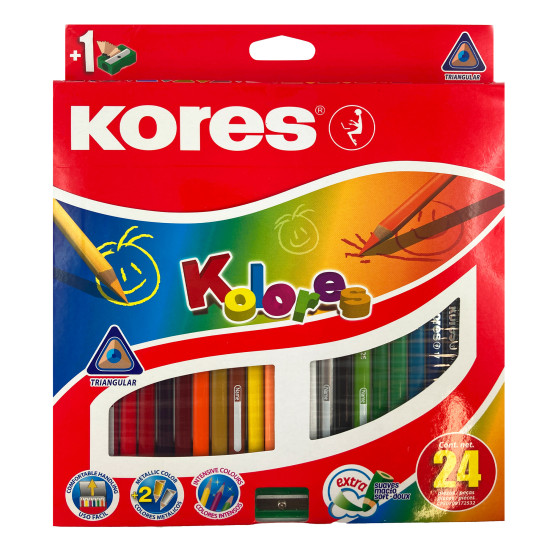 Coloured pencils KOLORES, 24  colours and sharpener