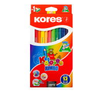 Färgpennor KOLORES JUMBO KORES, 12 färger med jumbovässare