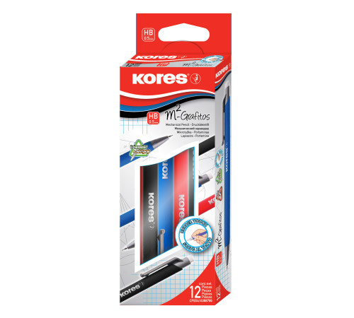 Stiftpenna KORES M2 Grafitos softgrip, blandade färger 12st i kartong