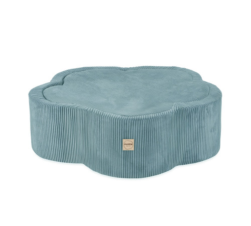 PLUSH NEST Dry flower pool with mat , 95x30, blue, premium corduroy, Floral Fun Zone, 300 balls: pearl, pearl mint, silver