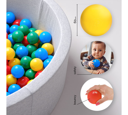 Torrpoolbollar, 6 cm, set om 200: blå, grön, röd, gul Torrpoolbollar, 6 cm, set om 200: blå, grön, röd, gul