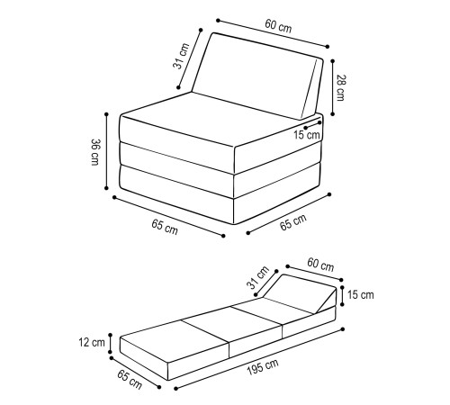 PLUSH NEST stor madrass + nackstöd Foldie, ljusrosa, premium manchester