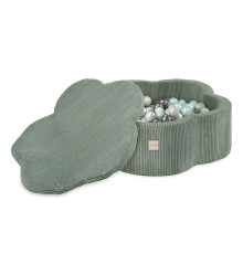 PLUSH NEST Torr blommig pool med matta, 95x30, grön, premium manchester, Floral Fun Zone, 300 bollar: pärlemor, pärlemor mint, silver