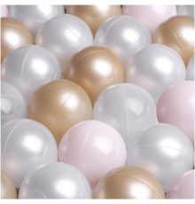 Dry pool balls, 6 cm, set of 200: pearl, gold, light pink