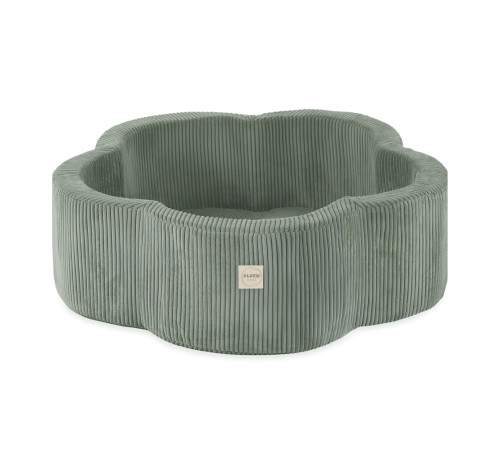 PLUSH NEST Torr blommig pool med matta, 95x30, grön, premium manchester, Floral Fun Zone, 300 bollar: pärlemor, pärlemor mint, silver
