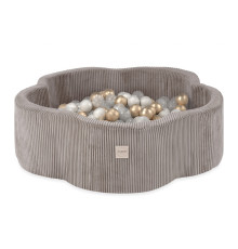 Plush Nest Torr bollpool, 95x30, beige, premium manchester, Floral Fun Zone, 200 bollar: pärlemor, guld, transparent
