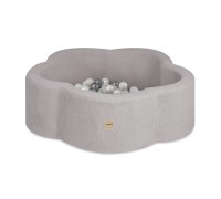 PLUSH NEST Torrblomspool, 95x30 cm, grå lammull (+ 200 bollar silver, pärl, transparent), Floral Fun Zone