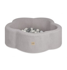 PLUSH NEST Torrblomspool, 95x30 cm, grå lammull (+ 200 bollar silver, pärl, transparent), Floral Fun Zone
