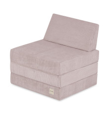 PLUSH NEST stor madrass + nackstöd Foldie, ljusrosa, premium manchester