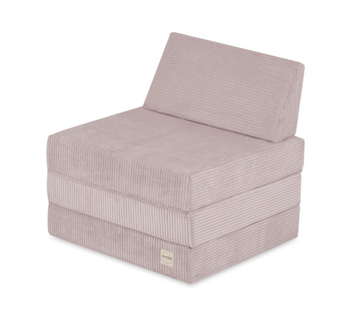 PLUSH NEST stor madrass + nackstöd Foldie, ljusrosa, premium manchester