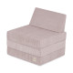PLUSH NEST stor madrass + nackstöd Foldie, ljusrosa, premium manchester