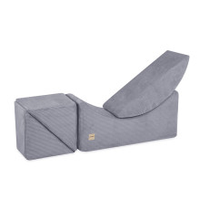 PLUSH NEST Barns schäslong, recliner, 145x35x45 cm, premium grå manchester