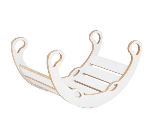 PLUSH NEST Barngung XS Mini Rocker 2i1 + kudde Ljusgrå, vit, Trälek PLUSH NEST Barngung XS Mini Rocker 2i1 + kudde Ljusgrå, vit, Trälek