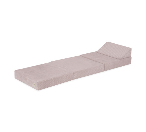PLUSH NEST stor madrass + nackstöd Foldie, ljusrosa, premium manchester