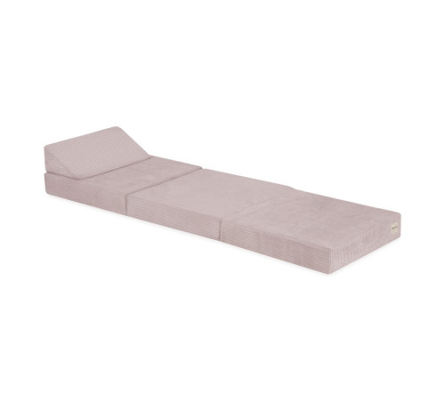 PLUSH NEST stor madrass + nackstöd Foldie, ljusrosa, premium manchester