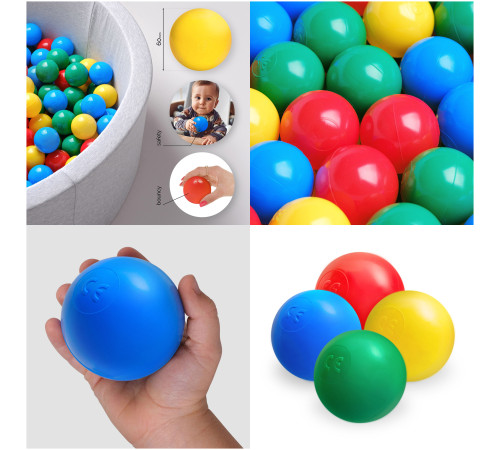 Torrpoolbollar, 6 cm, set om 200: blå, grön, röd, gul Torrpoolbollar, 6 cm, set om 200: blå, grön, röd, gul