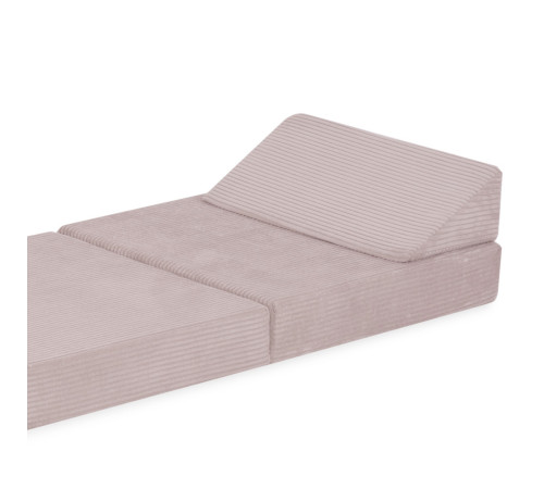 PLUSH NEST stor madrass + nackstöd Foldie, ljusrosa, premium manchester