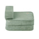 PLUSH NEST barns recliner fåtölj, 150x60x25 cm, premium manchestertyg grön