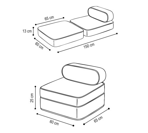 PLUSH NEST barns reclinerfåtölj, 150x60x25 cm, premium blå manchester PLUSH NEST barns reclinerfåtölj, 150x60x25 cm, premium blå manchester
