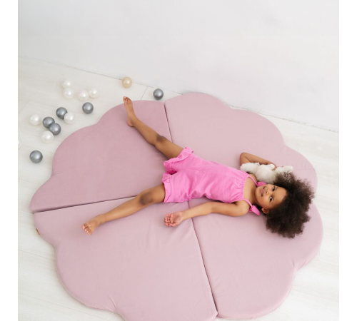 PLUSH NEST-matta, 160x160x5 cm, blomma, rosa, sammet