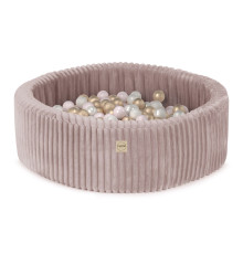 PLUSH NEST Torr Pool, rund, 90x30 cm, rosa, Puffy Lamell (+200 bollar pärlemor, ljusrosa pärlemor, guld)