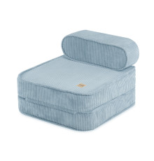PLUSH NEST barns reclinerfåtölj, 150x60x25 cm, premium blå manchester