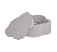 PLUSH NEST Torr blomsterpool med matta, 95x30 cm, grå lammskinn (+ 200 bollar silver, pärlemor, ljusblå), Floral Fun Zone