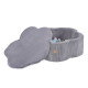 PLUSH NEST Torr blomsterpool med matta, 95x30, grå, premium manchestertyg, Floral Fun Zone, 200 bollar: pärlemor, silver, ljusblå